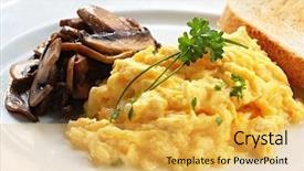  Presentation with eggs egg carton egg box - Colorful PPT theme enhanced with breakfast of scrambled eggs grilled backdrop and a yellow colored foreground