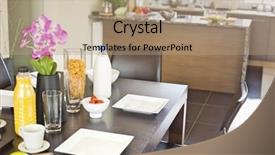  Presentation with dining - PPT theme consisting of breakfast-on-dining-table background and a coral colored foreground