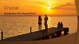  Presentation with breakfast - PPT theme with breakfast-on-the-lake background and a gold colored foreground