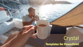  Presentation with yacht - Presentation theme having breakfast-on-the-yacht background and a violet colored foreground