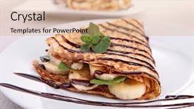  Presentation with banana - PPT layouts with breakfast restaurant - banana crepe background and a coral colored foreground