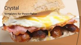  Presentation with sausages - Colorful theme enhanced with breakfast roll with bacon sausages backdrop and a coral colored foreground