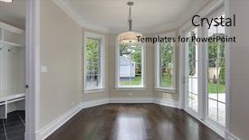  Presentation with new home - Slide deck featuring breakfast-room-in-new-construction background and a light gray colored foreground