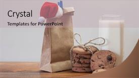  Presentation with chocolate chip cookies - Amazing slides having breakfast santa - glass of milk and chocolate backdrop and a  colored foreground