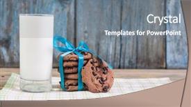  Presentation with chocolate chip cookies - PPT layouts enhanced with breakfast santa - glass of milk and chocolate background and a gray colored foreground
