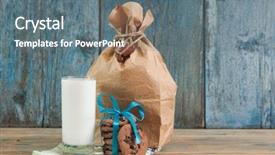  Presentation with chocolate chip cookies - Amazing slide deck having breakfast santa - glass of milk and chocolate backdrop and a ocean colored foreground