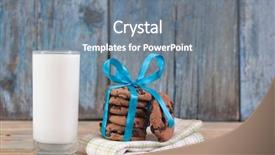  Presentation with chocolate chip cookies - Colorful PPT theme enhanced with breakfast santa - glass of milk and chocolate backdrop and a  colored foreground