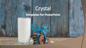  Presentation with chocolate chip cookies - Slide set consisting of breakfast santa - glass of milk and chocolate background and a  colored foreground