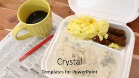  Presentation with breakfast biscuits - PPT theme with breakfast sausage eggs biscuits background and a  colored foreground