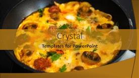  Presentation with frying - Slide deck enhanced with breakfast-scrambled-eggs-with-sausages background and a gold colored foreground