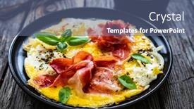  Presentation with breakfast - Cool new slides with breakfast-scrambled-eggs-with-serrano backdrop and a ocean colored foreground