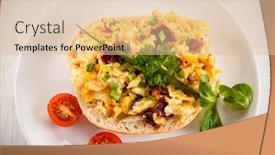  Presentation with eggs egg carton egg box - Presentation theme consisting of breakfast - scrambled eggs background and a lemonade colored foreground