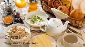  Presentation with breakfast - Presentation theme consisting of breakfast set background and a  colored foreground
