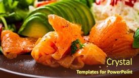  Presentation with salmon - Slide set with breakfast-smoked-salmon-cottage-cheese background and a tawny brown colored foreground