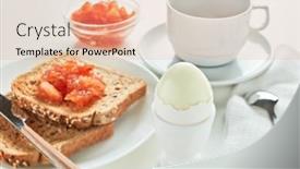  Presentation with coffee cup - Cool new slides with breakfast-still-life-from-boiled backdrop and a coral colored foreground