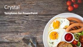 Presentation with breakfast - Presentation having breakfast-sunny-side-up-egg background and a gray colored foreground