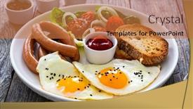  Presentation with breakfast - PPT theme featuring breakfast-sunny-side-up-egg background and a coral colored foreground