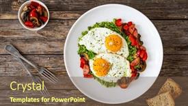  Presentation with sausages - Slides enhanced with breakfast-sunny-side-up-eggs background and a tawny brown colored foreground