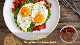  Presentation with sausages - Theme with breakfast-sunny-side-up-eggs background and a tawny brown colored foreground