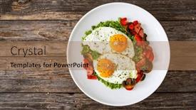  Presentation with sausages - Theme consisting of breakfast-sunny-side-up-eggs background and a coral colored foreground