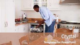  Presentation with loading - PPT theme having breakfast table and loading dishwash background and a coral colored foreground