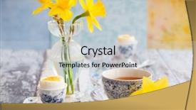  Presentation with table setting - Presentation enhanced with breakfast table setting with tea background and a lemonade colored foreground