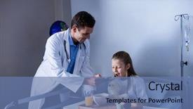  Presentation with breakfast - Audience pleasing slide deck consisting of breakfast to patient in hospital backdrop and a teal colored foreground