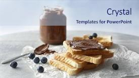  Presentation with chocolate - Audience pleasing slide deck consisting of breakfast toasts with chocolate past backdrop and a sky blue colored foreground