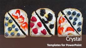  Presentation with breakfast - PPT theme consisting of cream cheese fruit sandwich - breakfast toasts background and a tawny brown colored foreground