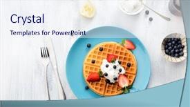  Presentation with blueberries - Slides enhanced with breakfast waffles with blueberries background and a sky blue colored foreground