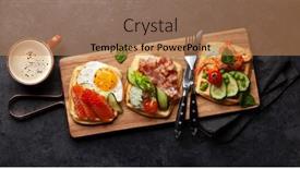  Presentation with waffles - Presentation having breakfast-waffles-with-fried-eggs background and a coral colored foreground