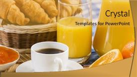  Presentation with pastries - Presentation theme consisting of breakfast with assortment of pastries coffees and fresh juice background and a yellow colored foreground