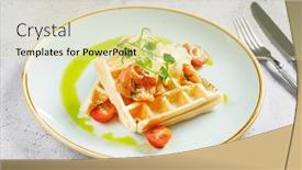  Presentation with salad - Presentation theme enhanced with breakfast-with-belgian-waffle background and a soft green colored foreground