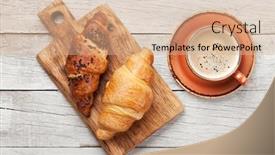  Presentation with croissant - Audience pleasing PPT layouts consisting of breakfast-with-coffee-and-croissant backdrop and a coral colored foreground