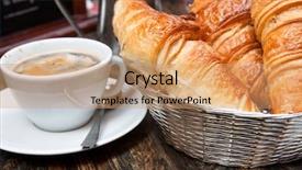  Presentation with breakfast - Slide deck having breakfast with coffee and croissants background and a coral colored foreground