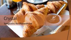  Presentation with croissant - Presentation theme enhanced with breakfast with coffee and croissants background and a gold colored foreground