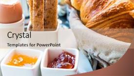  Presentation with sustainable coffee competition - Beautiful PPT layouts featuring petit beurre - breakfast with coffee and croissants backdrop and a coral colored foreground