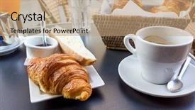  Presentation with coffee recipe - Beautiful presentation theme featuring breakfast with coffee and croissants backdrop and a  colored foreground