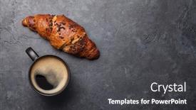  Presentation with croissant - Theme enhanced with breakfast-with-coffee-cup background and a dark gray colored foreground
