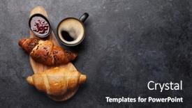  Presentation with croissant - PPT layouts having breakfast-with-coffee-jam background and a dark gray colored foreground