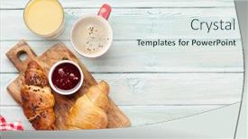  Presentation with croissant - PPT theme featuring breakfast-with-coffee-orange-juice background and a sky blue colored foreground