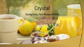  Presentation with beverages - Slides enhanced with breakfast with croissants and beverages background and a yellow colored foreground