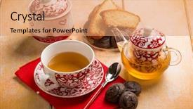  Presentation with tea cake - Slides enhanced with silver jug - breakfast with english tea cake background and a coral colored foreground