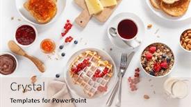  Presentation with chocolate nuts - Audience pleasing slide set consisting of breakfast-with-granola-berry-nuts backdrop and a soft green colored foreground