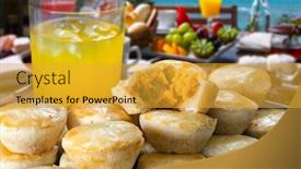 Presentation with orange juice - Presentation theme enhanced with breakfast-with-patty-and-orange background and a gold colored foreground