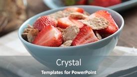  Presentation with strawberry - Beautiful PPT theme featuring breakfast-with-rye-bran-flakes backdrop and a gray colored foreground