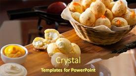  Presentation with bread of life - Beautiful slide deck featuring breakfast-with-stuffed-cheese-bread backdrop and a tawny brown colored foreground