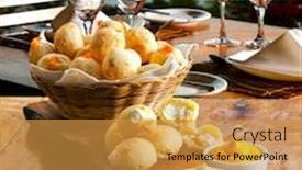  Presentation with breakfast - Slide deck having breakfast-with-stuffed-cheese-bread background and a gold colored foreground