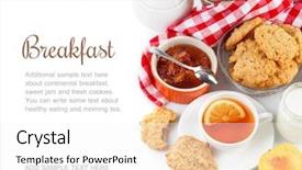  Presentation with cookies - Colorful slide deck enhanced with breakfast with tea and fresh backdrop and a white colored foreground