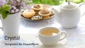  Presentation with breakfast - Amazing presentation theme having tea party flowered cup - breakfast backdrop and a mint green colored foreground